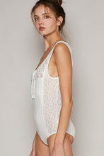 Load image into Gallery viewer, Sleeveless Lace and Jersey Bodysuit by POL - White, Women's