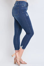 Load image into Gallery viewer, Button Fly Distressed Ankle Jeans with Tummy Control by YMI - Dark Wash, Women's