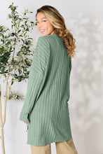 Load image into Gallery viewer, Basic Bae Full Size Ribbed Round Neck Long Sleeve Slit Top