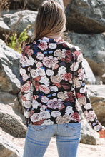 Load image into Gallery viewer, Pink Mesh Floral Print Mock Neck Long Sleeve Slim Top