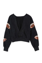 Load image into Gallery viewer, Sequin Football Patch Open Back Sweatshirt