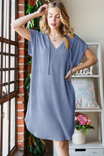 Load image into Gallery viewer, Heimish Full Size Ribbed Short Sleeve Hooded Dress