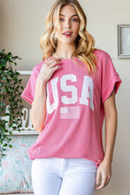 Load image into Gallery viewer, Heimish Full Size USA Graphic Short Sleeve Ribbed Top