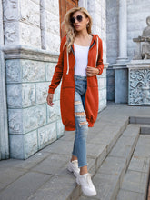 Load image into Gallery viewer, Zip-Up Longline Hoodie with Pockets