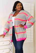 Load image into Gallery viewer, Woven Right Pink and Gray Ribbed Long Sleeve Cardigan