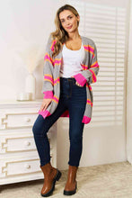 Load image into Gallery viewer, Woven Right Pink and Gray Ribbed Long Sleeve Cardigan