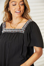 Load image into Gallery viewer, Double Take Contrast Square Neck Puff Sleeve Blouse