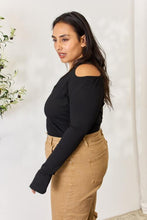 Load image into Gallery viewer, Culture Code Ribbed Surplice Cold Shoulder Top
