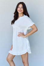 Load image into Gallery viewer, Ninexis Out Of Time Ruffle Hem Dress with Drawstring Waistband in White