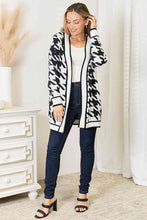 Load image into Gallery viewer, Woven Right Houndstooth Open Front Longline Cardigan