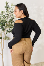 Load image into Gallery viewer, Culture Code Ribbed Surplice Cold Shoulder Top