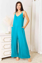 Load image into Gallery viewer, Double Take Soft Rayon Spaghetti Strap Tied Wide Leg Jumpsuit