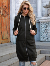 Load image into Gallery viewer, Zip-Up Longline Hoodie with Pockets
