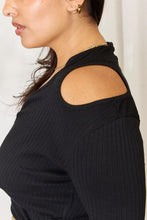 Load image into Gallery viewer, Culture Code Ribbed Surplice Cold Shoulder Top