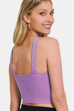 Load image into Gallery viewer, Zenana Washed Ribbed Cropped Bra Padded Tank