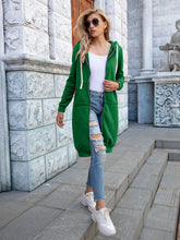 Load image into Gallery viewer, Zip-Up Longline Hoodie with Pockets
