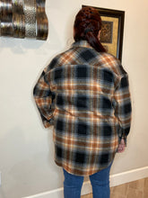 Load image into Gallery viewer, Zenana Plaid Black and Rust Longline Shacket - Women's and Curvy
