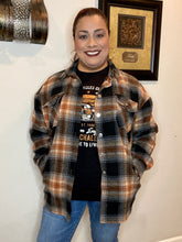 Load image into Gallery viewer, Zenana Plaid Black and Rust Longline Shacket - Women's and Curvy
