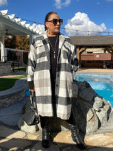 Load image into Gallery viewer, Black and White Button Down Plaid Coat by Hers & Mine