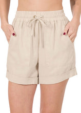 Load image into Gallery viewer, Zenana Linen Drawstring Waist Shorts with Pockets