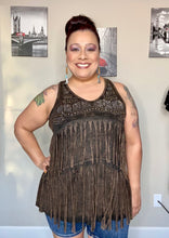 Load image into Gallery viewer, Sleeveless Top with Fringe and Stone - Women's