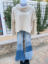 Load image into Gallery viewer, Ceros High Rise Patchwork Denim Flare Jeans with Distressing by Ceros