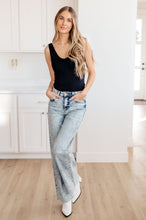 Load image into Gallery viewer, Judy Blue Dory High Waist Mineral Wash Raw Hem Wide Leg Jeans