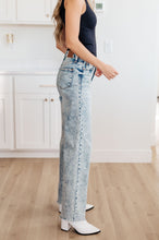 Load image into Gallery viewer, Judy Blue Dory High Waist Mineral Wash Raw Hem Wide Leg Jeans