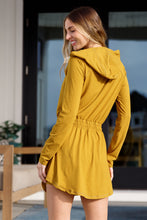 Load image into Gallery viewer, Getting Out Long Sleeve Hoodie Romper Gold Spice by Rae Mode