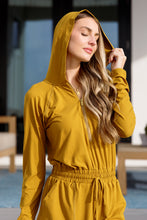 Load image into Gallery viewer, Getting Out Long Sleeve Hoodie Romper Gold Spice by Rae Mode