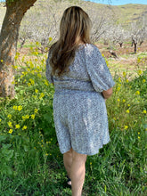 Load image into Gallery viewer, Black and White Mini Floral Romper - Curvy