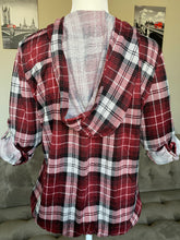 Load image into Gallery viewer, Burgundy Flannel Shirt with 3/4 Sleeve - Women's