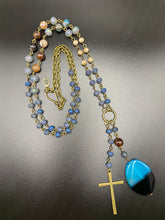 Load image into Gallery viewer, Cross and Agate Stone Necklace