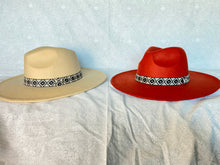 Load image into Gallery viewer, Wide Brim Hat with Aztec Trim