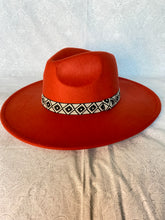 Load image into Gallery viewer, Wide Brim Hat with Aztec Trim