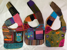 Load image into Gallery viewer, Boho Crossbody Hobo Bag - Owl or Flower
