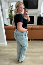 Load image into Gallery viewer, Judy Blue Dory High Waist Mineral Wash Raw Hem Wide Leg Jeans