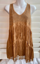 Load image into Gallery viewer, Sleeveless Top with Fringe and Stone - Women's