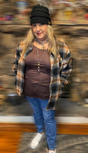 Load image into Gallery viewer, Zenana Plaid Black and Rust Longline Shacket - Women's and Curvy