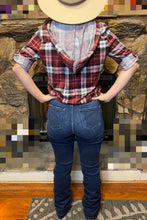 Load image into Gallery viewer, Burgundy Flannel Shirt with 3/4 Sleeve - Women's