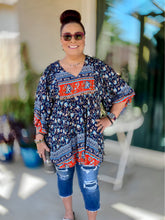 Load image into Gallery viewer, Navy Floral Tunic Top - Women's