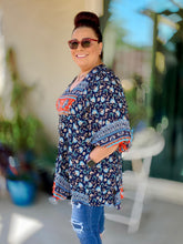 Load image into Gallery viewer, Navy Floral Tunic Top - Women's