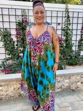 Load image into Gallery viewer, Floral Pattern and Peacock Feather Jumpsuit