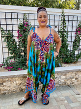 Load image into Gallery viewer, Floral Pattern and Peacock Feather Jumpsuit