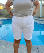 Load image into Gallery viewer, Wax High Waist Bermuda Shorts White - Curvy