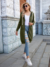 Load image into Gallery viewer, Zip-Up Longline Hoodie with Pockets