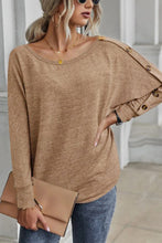 Load image into Gallery viewer, Boat Neck Buttoned Long Sleeve T-Shirt