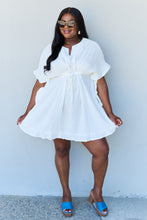 Load image into Gallery viewer, Ninexis Out Of Time Ruffle Hem Dress with Drawstring Waistband in White