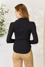 Load image into Gallery viewer, Culture Code Ribbed Surplice Cold Shoulder Top