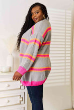 Load image into Gallery viewer, Woven Right Pink and Gray Ribbed Long Sleeve Cardigan